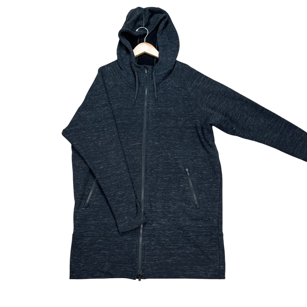 Athleta Hoodie Womens Medium Charcoal Gray Heather Long‎ Sleeve Full Zip EUC